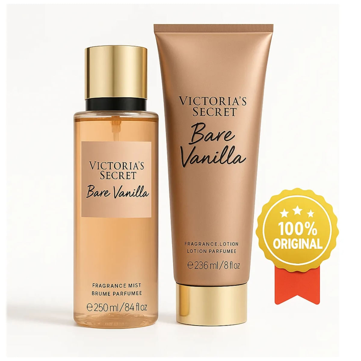 Victoria's Secret Bare Vanilla Kit Body Splash 250ml + Loção Corporal 236ml