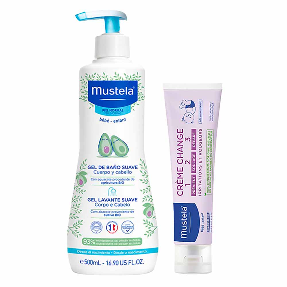 Mustela Bebê Kit Gel Lavante 500ml e Creme Preventivo 100ml