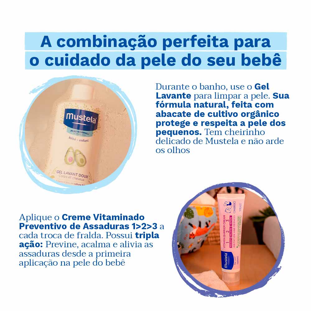 Mustela Bebê Kit Gel Lavante 500ml e Creme Preventivo 100ml