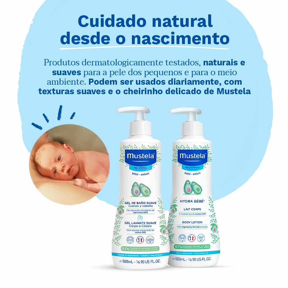 Mustela Bebê Kit Gel Lavante 500ml e Hidratante 500ml