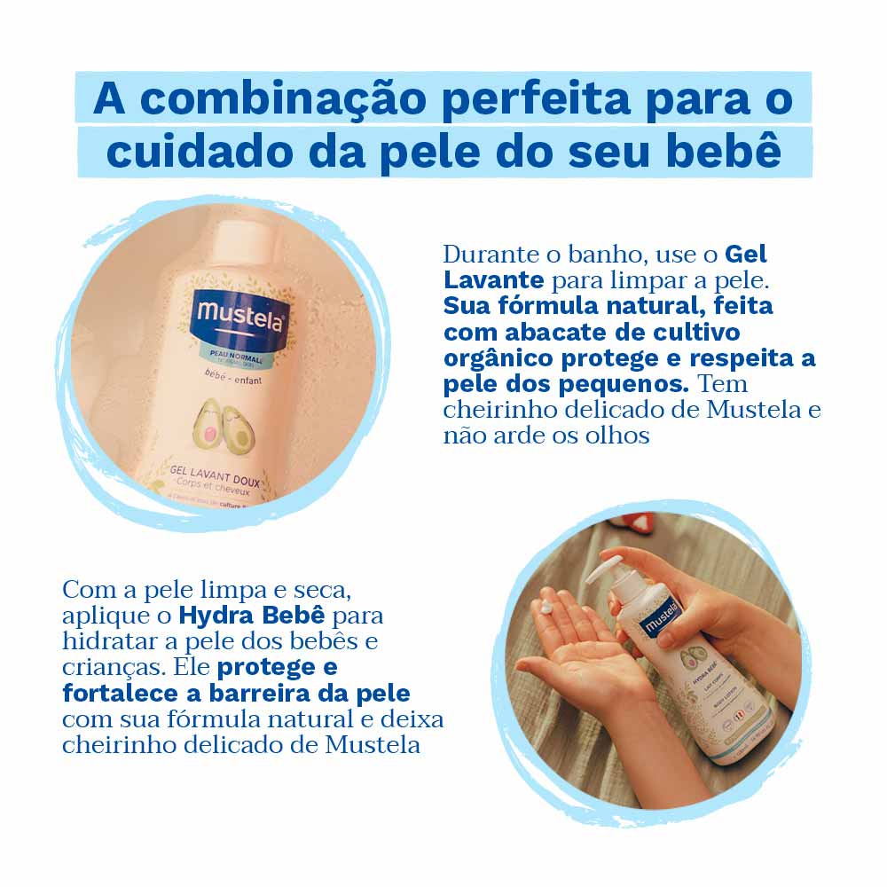 Mustela Bebê Kit Gel Lavante 500ml e Hidratante 500ml