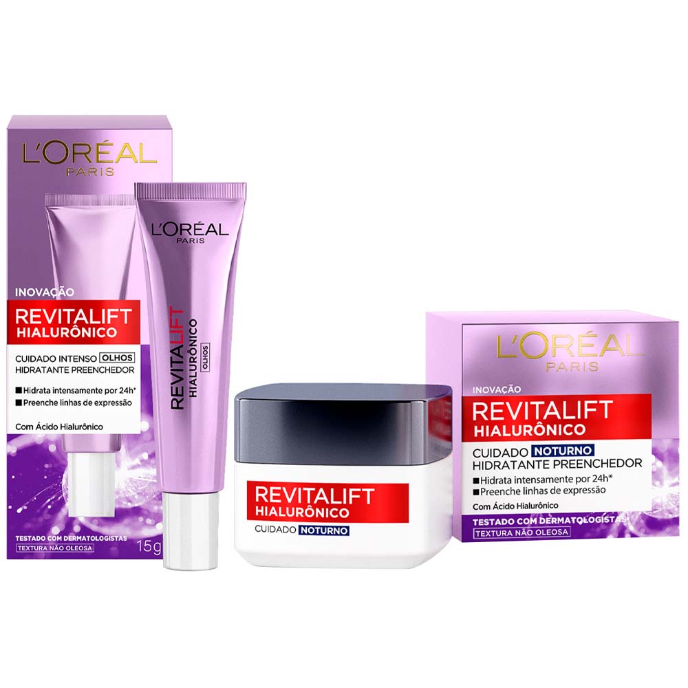 L'Oréal Paris Revitalift Hialurônico Kit Olhos 15g e Noturno 49g