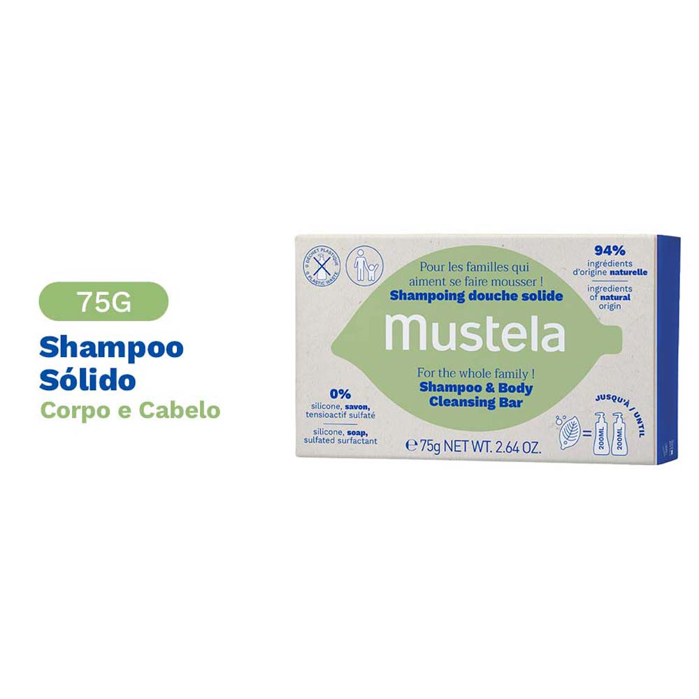 Mustela Shampoo Sólido Corpo e Cabelo 75g
