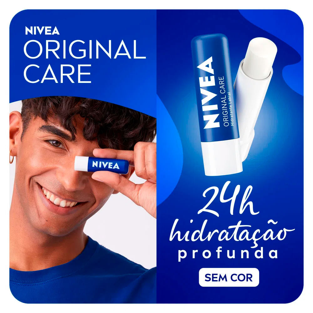 Nivea Kit Hidratante Labial Morango Shine e Original Care 2x4,8g