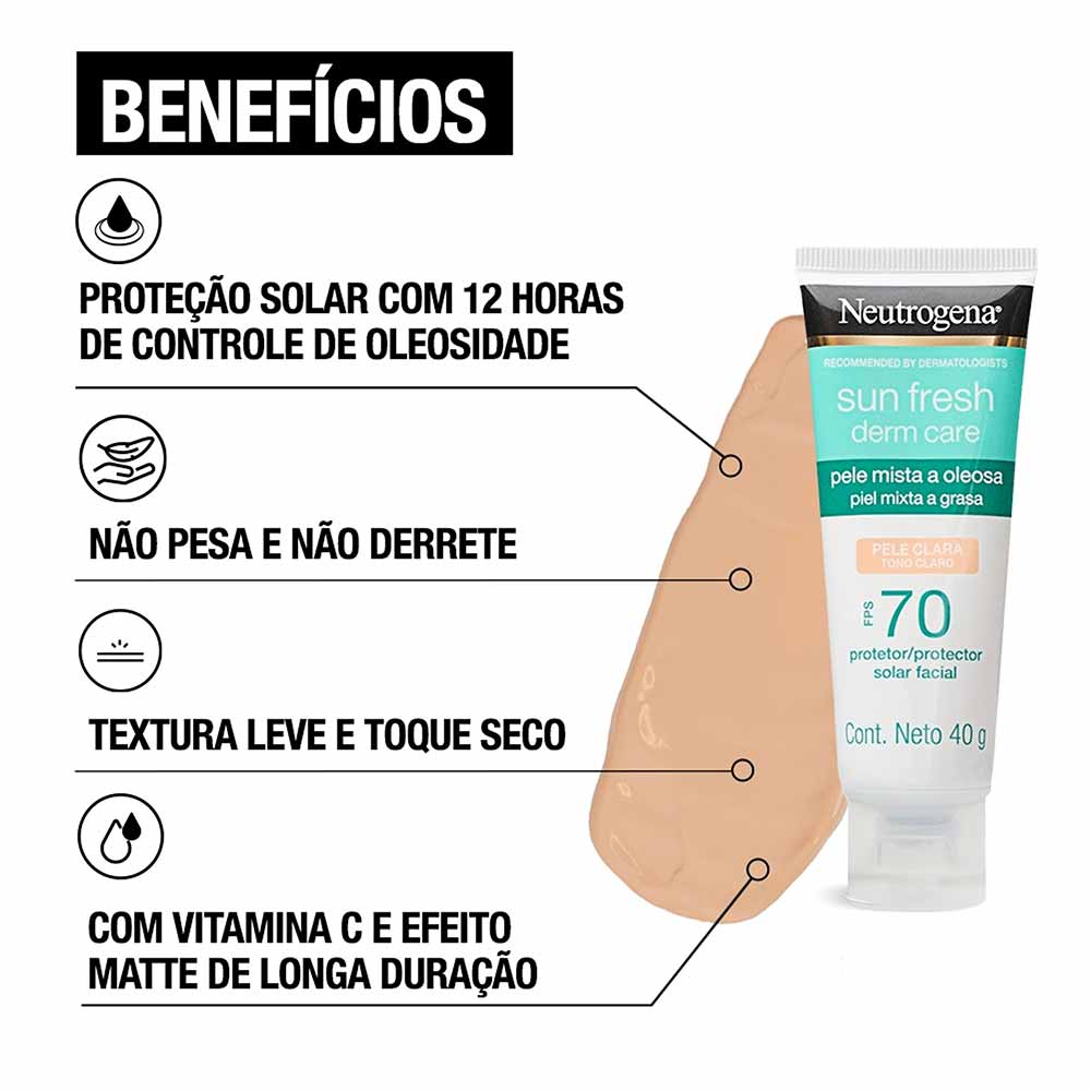 Neutrogena Sun Fresh Derm Care Protetor Solar Facial FPS 70 40g