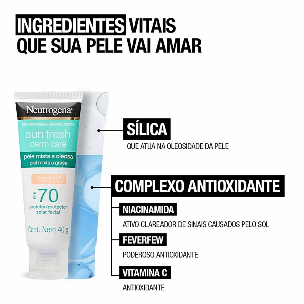 Neutrogena Sun Fresh Derm Care Protetor Solar Facial FPS 70 40g