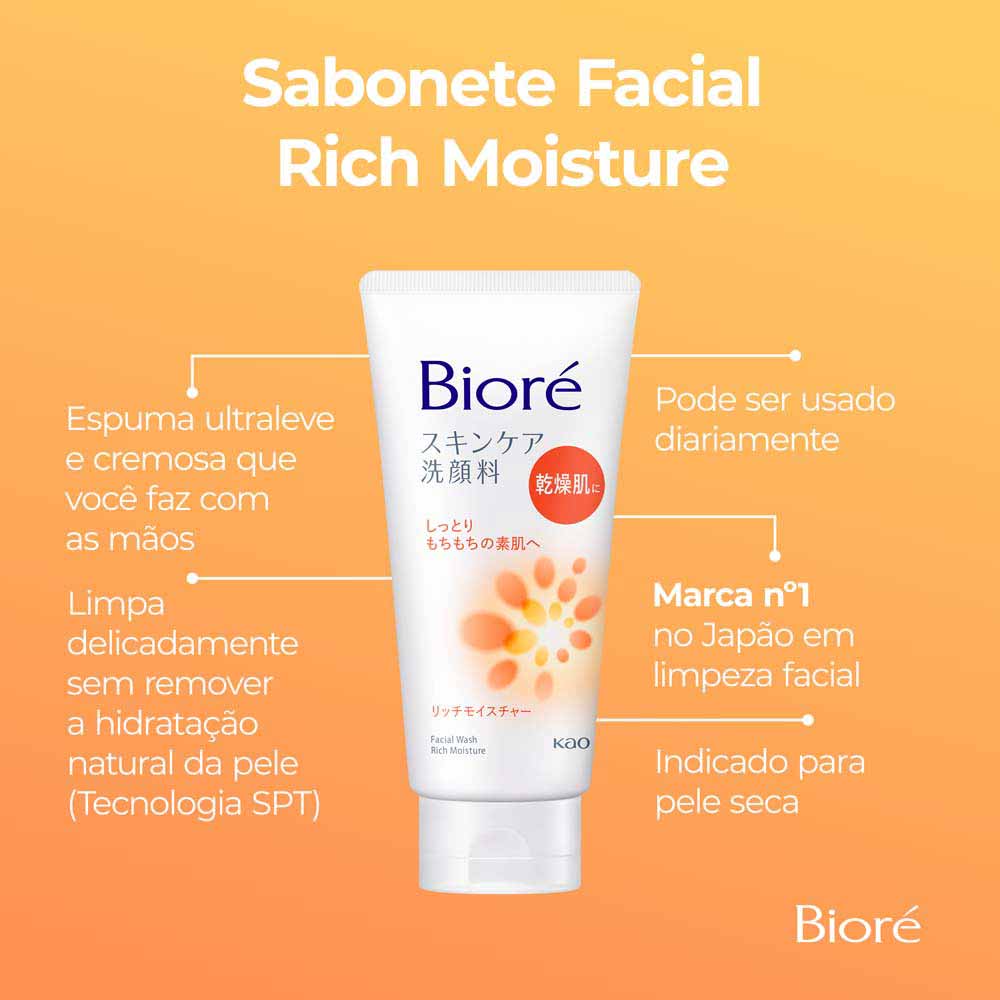 Bioré Skincare Wash Rich Moisture Sabonete Facial 130g