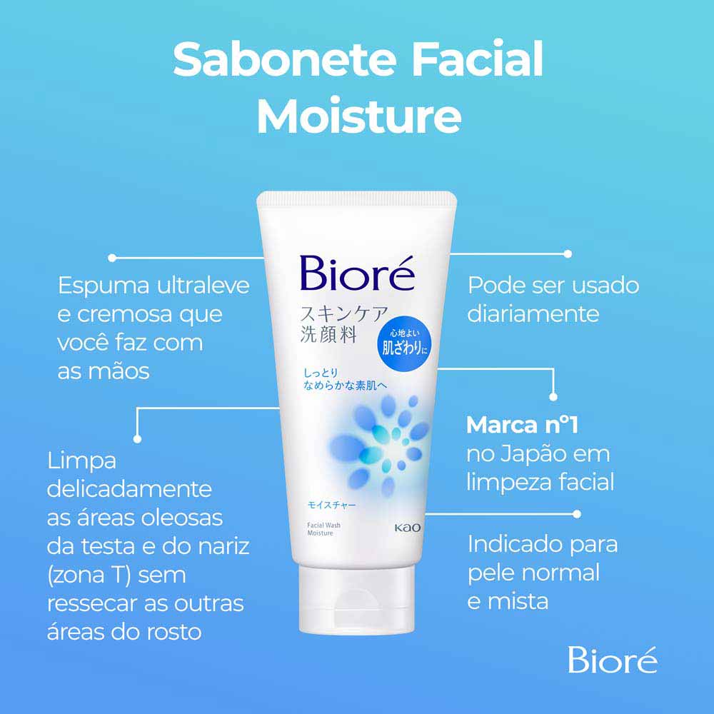 Bioré Skincare Wash Moisture Sabonete Facial 130g