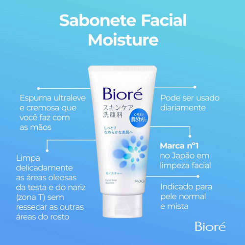 Bioré Skincare Wash Moisture Sabonete Facial 130g