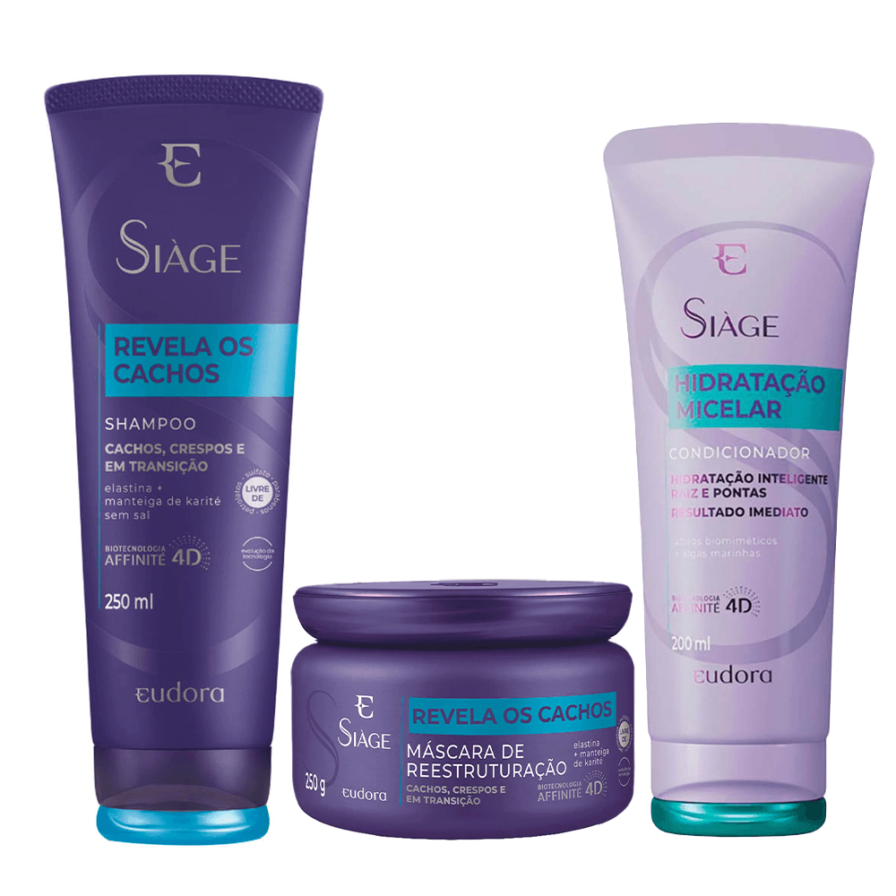 Eudora Siàge Hidratação Micelar Kit Shampoo Condicionador Máscara